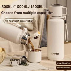 1.5L Stainless Steel Thermos Bottle – Vacuum Insulated Flask for Hot Coffee, Tea & Cold Drinks  Adomoo