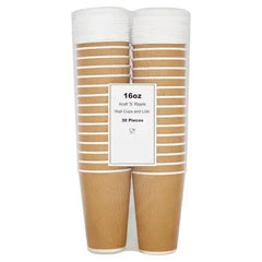 16oz Kraft S Ripple Wall Cups and Lids 30 Pieces  Adomoo