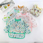 Baby Bibs New Cute Children Baby Stuff Toddler Waterproof Long Sleeve Art Smock Feeding Bib Apron for Kids 1-4 Years Adomoo