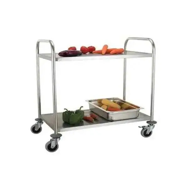 2 Tier Stainless Steel Trolley, Round Tube 1  Adomoo