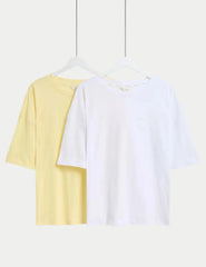 2pk Cool Comfort™ Embroidered Pyjama Tops  Adomoo