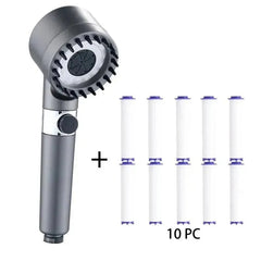 3 Modes High Pressure Portable , Filter, Rainfall Faucet Showerhead  Adomoo
