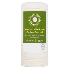 35 Compostable Paper Coffee Cup Lid 80mm  Adomoo