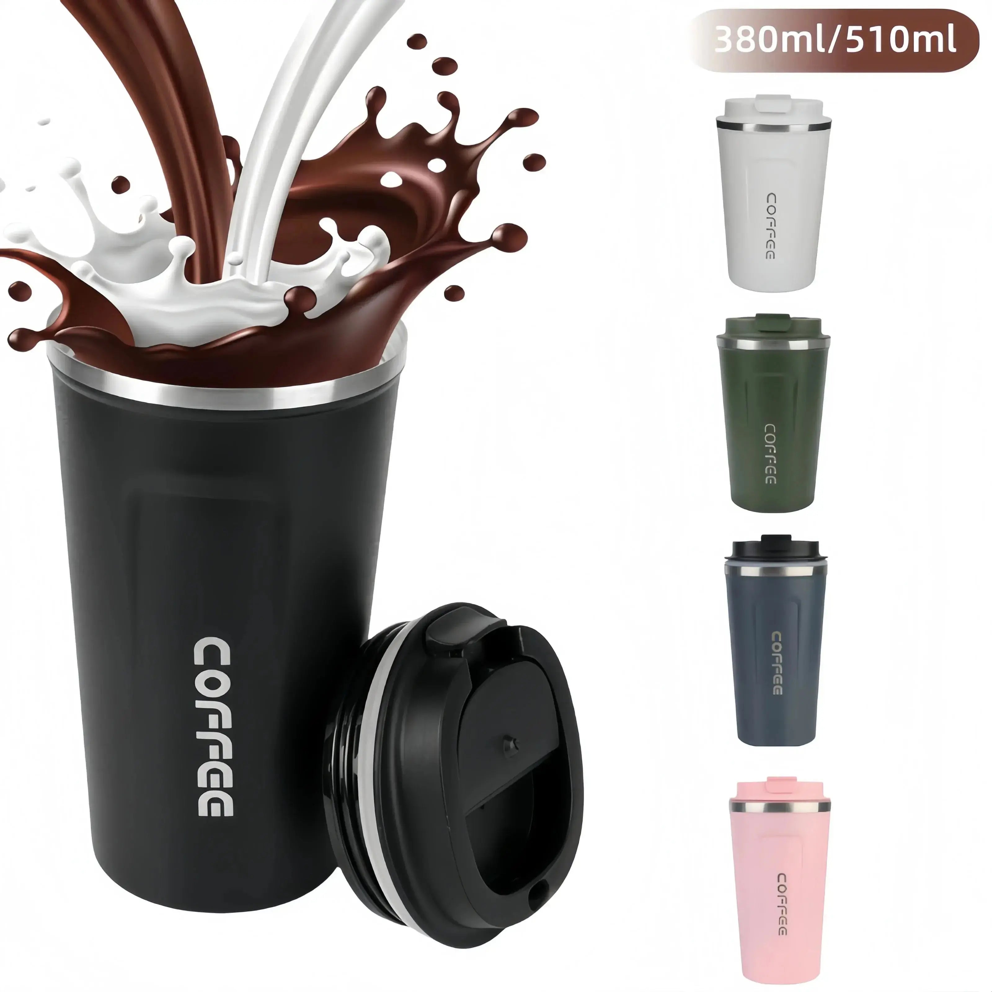 380/510ML Leakproof Travel Thermo Cup for Tea Water Coffee Cup Double-layer Insulation Cold And Hot Thermo Cafe Thermos Mug  Adomoo