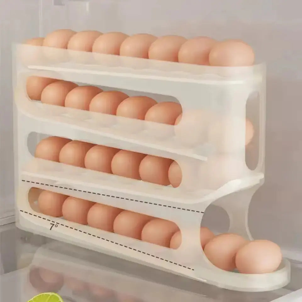 4 Layers Automatic Rolling Egg Holder Rack Fridge Egg Storage Box  Adomoo