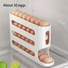 4 Layers Automatic Rolling Egg Holder Rack Fridge Egg Storage Box  Adomoo