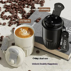 410ml Ceramic Lined Thermos Coffee Cup – Double Wall Stainless Steel Vacuum Insulated Thermal Mug Tumbler Gift  Adomoo
