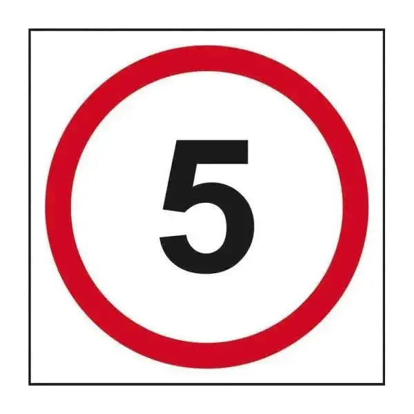 5 Mph Speed Limit Road Sign, 1.2mm Recyclable Polypropylene, W400mm x H400mm  Adomoo