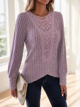 Lace Splicing Crew Neck T-shirt Adomoo