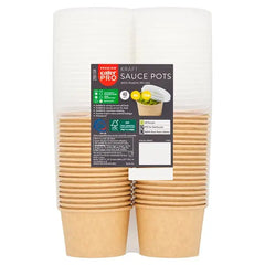 CaterPro 40 Kraft Sauce Pots with Plastic PP Lids 113ml  Adomoo