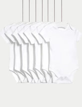 7pk Pure Cotton Short Sleeve Bodysuits (5lbs-3 Yrs) Adomoo