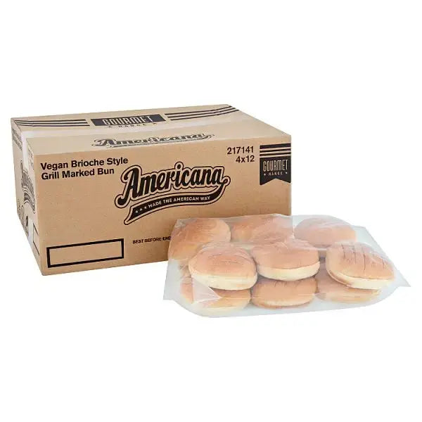 Americana Vegan Brioche Style Grill Marked Bun 48 x 82g  Adomoo