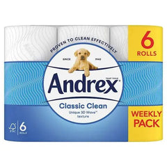 Andrex Classic Clean Toilet Tissue 6 Rolls (Case of 4)  Adomoo