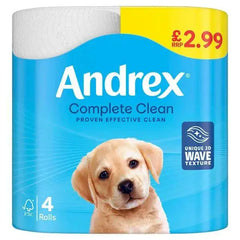 Andrex Complete Clean Toilet Tissues 4 Rolls PMP £2.99 (Case of 6)  Adomoo