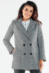Awama large black buttons double-breasted coat  Adomoo