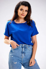 Awama simple cut soft blouse  Adomoo