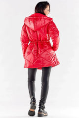 Awama zippered quilted jacket with hood  Adomoo