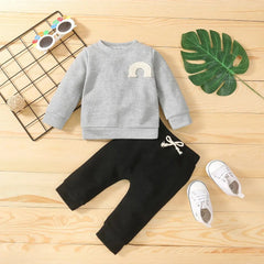 Baby Clothes Newborn Girl Boy 2Pcs Cotton Rainbow Fall Outfits Girls Clothing Suit  Adomoo