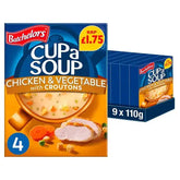 Batchelors Cup a Soup Chicken & Vegetable with Croutons 4 Instant Soup Sachets 110g (Case of 9) Adomoo