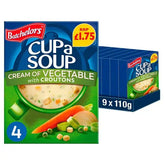 Batchelors Cup a Soup Cream of Vegetable 4 Instant Soup Sachets 122g (Case of 9) Adomoo
