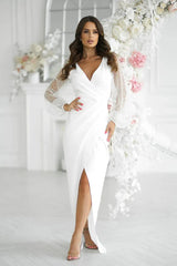 Bicotone sequin sleeves evening dress  Adomoo