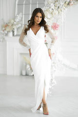 Bicotone sequin sleeves evening dress  Adomoo