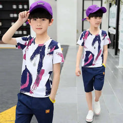 Boys Summer Clothing Set – Cotton Shirt & Shorts Suit for 4-14 Years  Adomoo