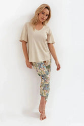 Cana melange shirt, cotton pants womens pajamas Adomoo