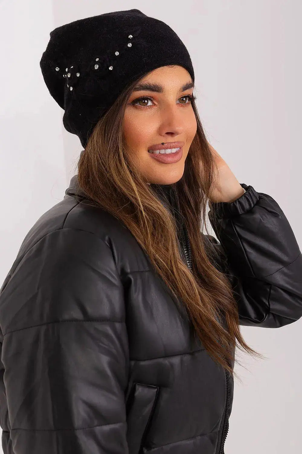 Women's Warm Winter Hat – Smooth Knit with Side Appliqué  Adomoo