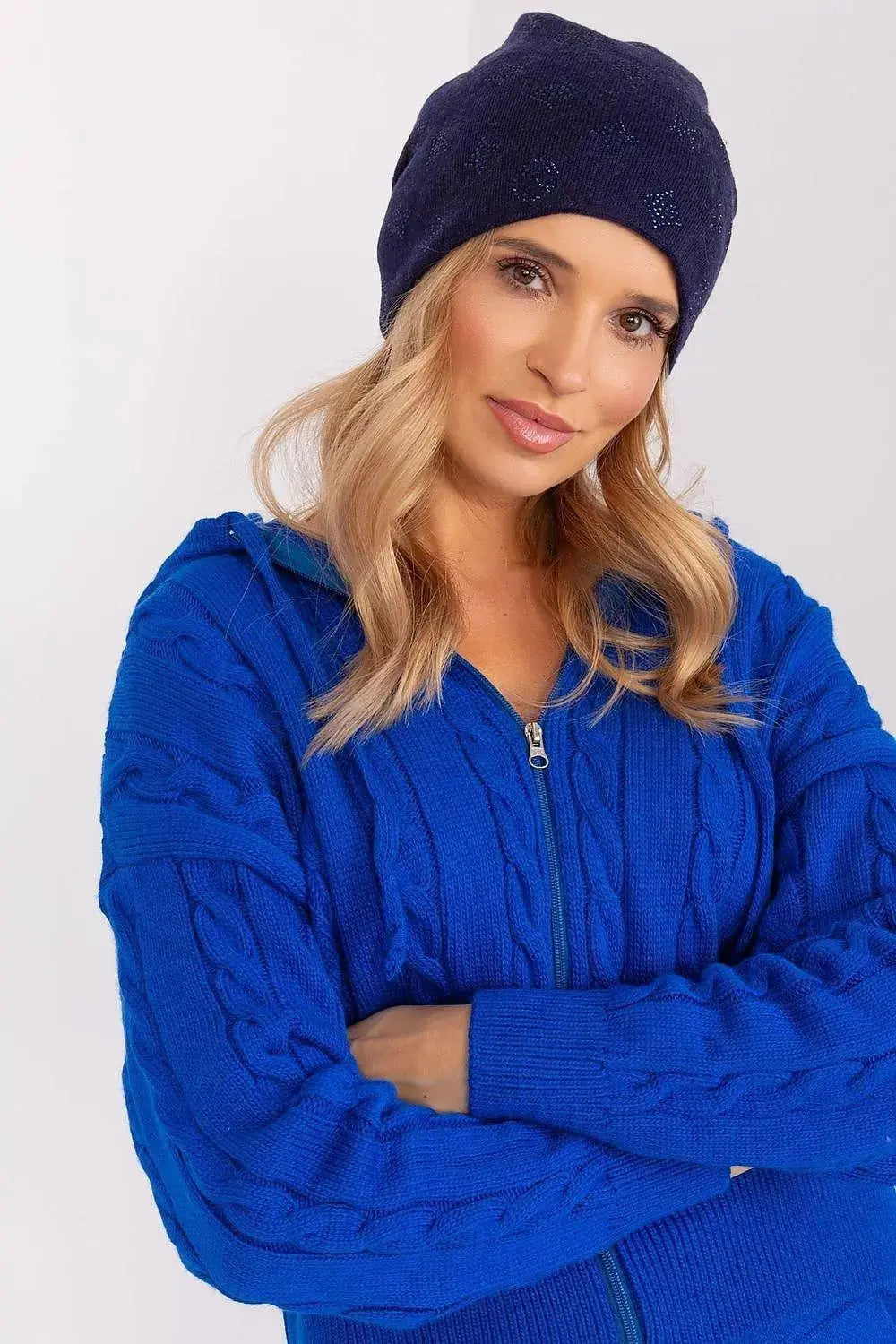 Women's Winter Beanie – Warm Cashmere Blend with Rhinestone Detail  Adomoo