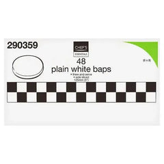 Chef's Essentials 48 Plain White Baps  Adomoo