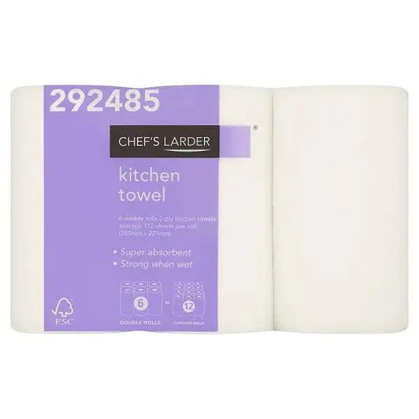 Chef's Larder Kitchen Towel 6 Double Rolls  Adomoo