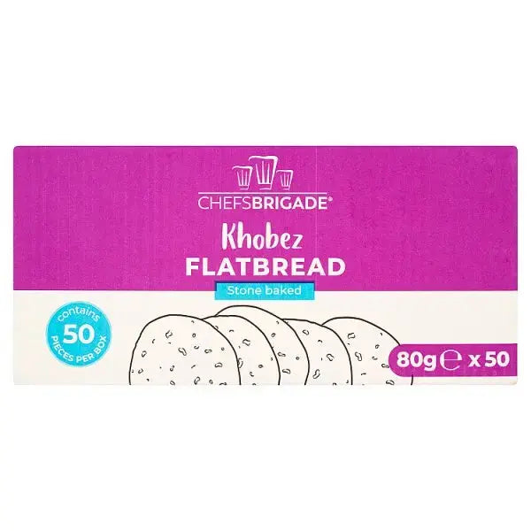 Chefs Brigade Stone Baked Khobez Flatbread (50 x 80g) 4kg  Adomoo