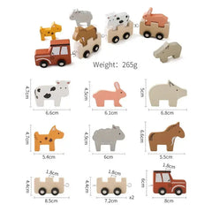 Children's Wooden Farm Animal Train Baby Enlightenment Stacking Cognitive Toys Educational Toys Birthday Train  Adomoo