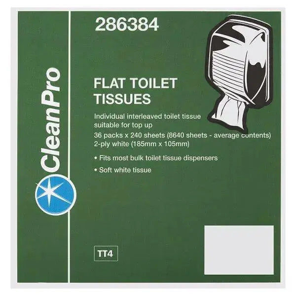 CleanPro Flat Toilet Tissues 2 Ply  Adomoo