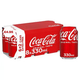 Coca-Cola Original Taste 8 x 330ml Cans (6 + 2 x 330ml Extra Free)(Case of 3)  Adomoo