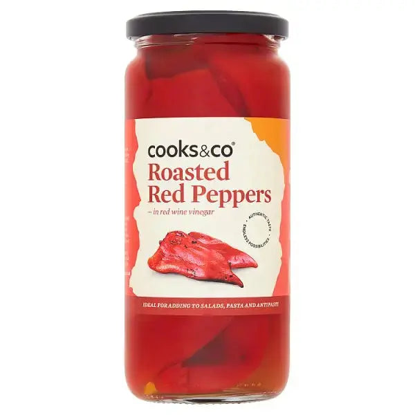 Cooks & Co Roasted Red Peppers in Red Wine Vinegar 360g  Adomoo