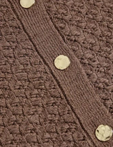 Cotton Blend Textured Button Front Cropped Cardigan Adomoo