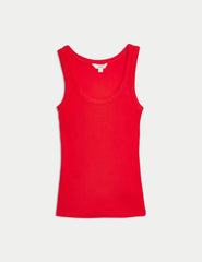 Cotton Rich Ribbed Slim Fit Vest Top  Adomoo