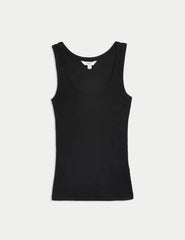 Cotton Rich Ribbed Slim Fit Vest Top  Adomoo