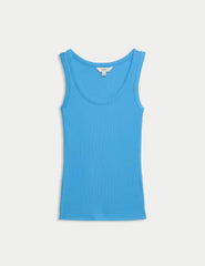 Cotton Rich Ribbed Slim Fit Vest Top  Adomoo