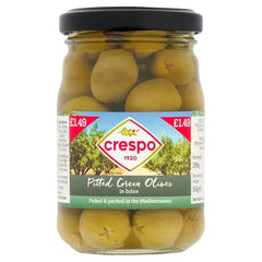 Crespo Pitted Green Olives in Brine 198g (Case of 6)  Adomoo