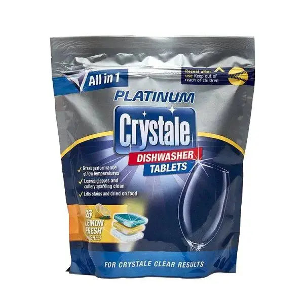 Crystale Platinum Dishwasher Tablets Lemon Fresh Washes 26 x 18g (468g) (Case of 7)  Adomoo