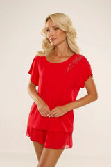 De Lafense loose-fitting t-shirt and shorts womens pajamas Adomoo