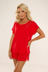 De Lafense loose-fitting t-shirt and shorts womens pajamas Adomoo