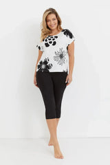 De Lafense patterned t-shirt and smooth pants womens pajamas Adomoo