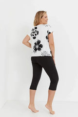 De Lafense patterned t-shirt and smooth pants womens pajamas Adomoo