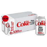 Diet Coke 8 x 330ml Cans (6 + 2 x 330ml Extra Free) (Case of 3)  Adomoo