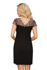 Donna smooth viscose black transparent nightgown  Adomoo
