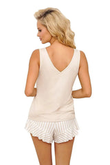 Donna soft sand color t-shirt and shorts womens pajamas  Adomoo